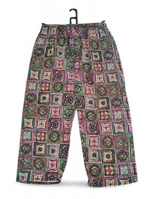 İthal Viskon Geniş Paça Şık Etnik Otantik Desenli Pantolon - Royaleks - Desen1
