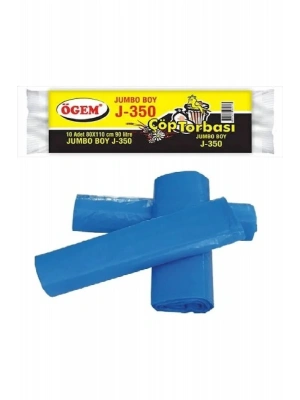 J-350 Jumbo Boy Çöp Torbası 80 x 110 cm 10 Lu Rulo x 1 Paket = 10 Adet (Mavi)