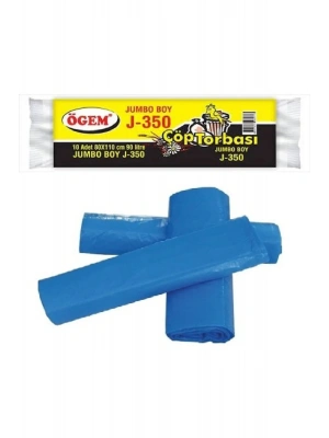J-350 Jumbo Boy Çöp Torbası 80 x 110 cm 10 Lu Rulo x 1 Paket = 10 Adet (Mavi)