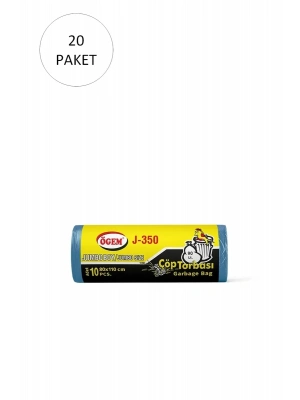 J-350 Jumbo Boy Çöp Torbası 80 x 110 cm 10 Lu Rulo x 20 Paket = 200 Adet (Mavi)