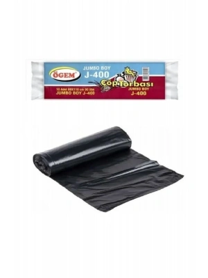 J-400 Jumbo Boy Çöp Torbası 80 x 110 cm 10 Lu Rulo x 1 Paket = 10 Adet (Siyah)
