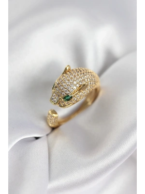 ® Jaguar Model Gold Renk Zirkon Taşlı Kadın Yüzük