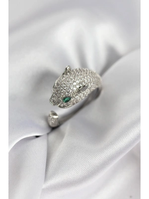 ® Jaguar Model Gümüş Renk Zirkon Taşlı Kadın Yüzük