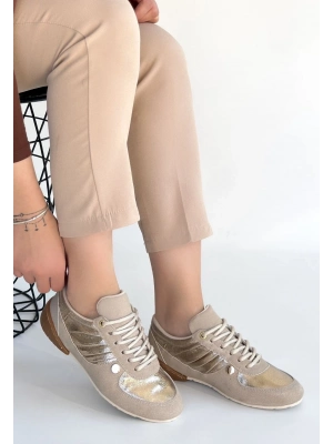 Jawen Bej Nubuk Gold Detaylı Spor Ayakkabı