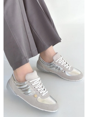 Jawen Gri Nubuk Gümüş Detaylı Spor Ayakkabı