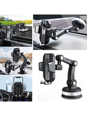 ®  Jel Vantuzlu Cama Takılabilen Güçlü 360 Derece Dönebilen Ayarlanabilir Araç Içi Vantuzlu Telefon Tutucu
