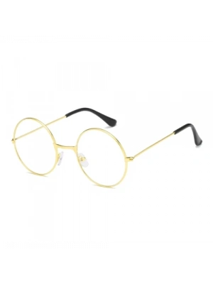 John Lennon Tarzı Gold Çerçeveli Şeffaf Gözlük