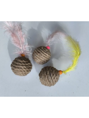 Jut Halat Örgü Kedi Oyun Topu 5 cm