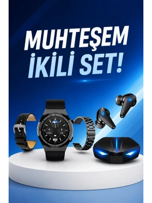 Kablosuz Bluetooth Bağlantılı Kulaklık ve Dokunmatik Ekran Akıllı Saat Arama Cevaplama