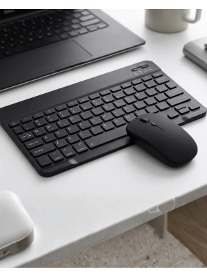 Kablosuz Bluetooth Klavye Mouse Seti Wireless Sessiz İnce Tasarım Çoklu Uyumlu