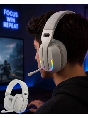 Kablosuz Bluetooth Kulaklık RGB Işıklı Mikrofonlu Stereo Kulaküstü Kulaklık