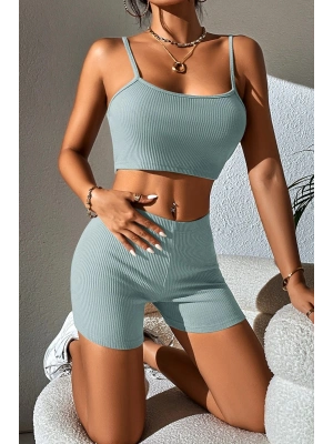 Kadın Açık Mavi Şortlu Kaşkorse Gecelik Takım