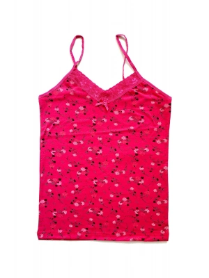 Kadın Askılı Desenli Atlet Dantelli Empirme Pamuklu Penye D3