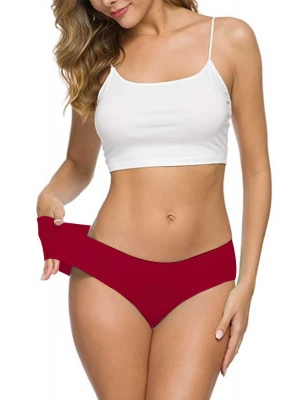 Kadın Dikişsiz Lazer Kesim Esnek İz yapmayan Külot Bordo