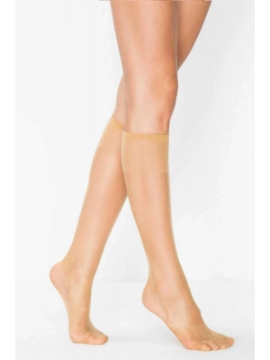 Kadın Diz Altı Parlak Fit 15 Denye Çorap Ten
