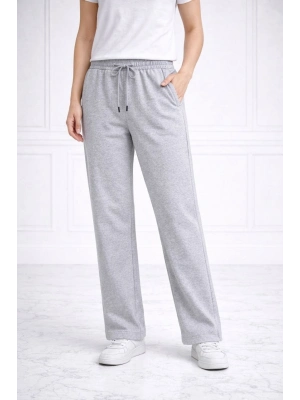 Kadın Düz Paça Beli Lastikli İpli Günlük Spor Eşofman Altı Rahat Fit - Gri