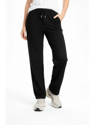 Kadın Düz Paça Beli Lastikli İpli Günlük Spor Eşofman Altı Rahat Fit - Siyah