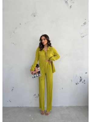 Kadın Gömlek Ve Pantolon Takım - Açık Yeşil