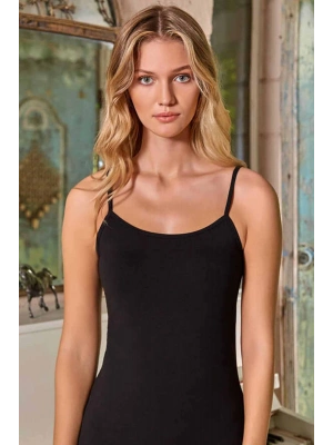 Kadın İp Askılı Pamuk Likralı Atlet Siyah 2128B