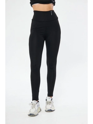 Kadın Kışlık Yüksek Bel Toparlayicı ve Sıkılaştırıcı Likralı Şardonlu Tayt - Siyah