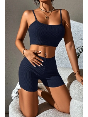 Kadın Lacivert Şortlu Kaşkorse Gecelik Takım