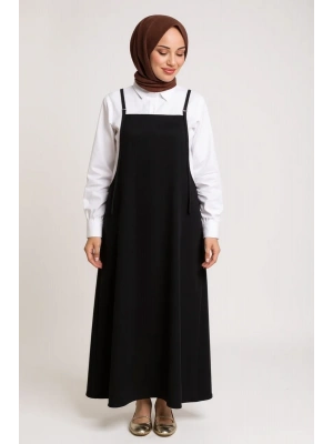Kadın Siyah Basic Ayarlanabilir Askılı Jile Elbise – Şık, Rahat ve 4 Mevsim Kullanıma Uygun