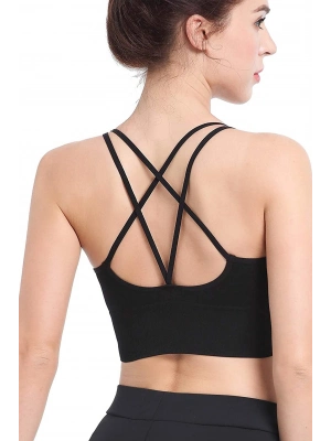 Kadın Siyah Çarpraz İpli Spor Büstiyer – Modern ve Şık Tasarım