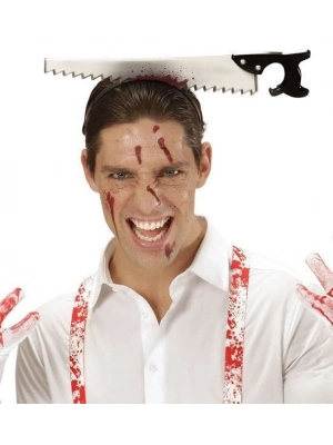 Kafaya Saplanmış Halloween Kanlı Testere Şaka Tacı