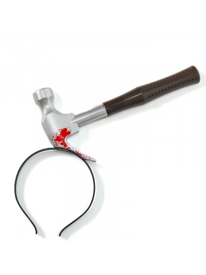 Kafaya Saplanmış Kahverengi Saplı Çekiç Şaka Tacı