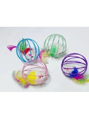 KAFESLI FARELI KEDI KÖPEK OYUN TOPU