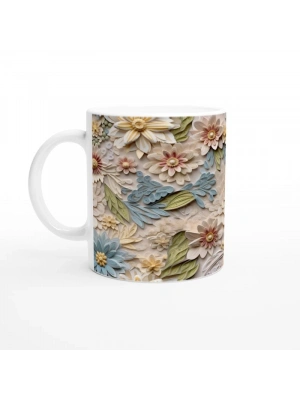 Kağıt Kıvrım Stilinde Çiçekli Kupa Bardak