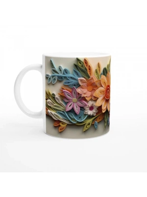 Kağıt Sanatı Çiçekli Kupa Bardak