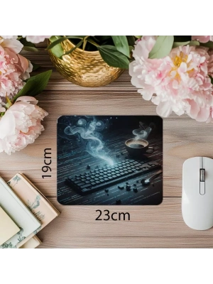 Kahve Buharı Arasında Kod Akışı Mouse Pad - 19x23 cm 2 mm Dikdörtgen İthal Baskılı Mouse Pad