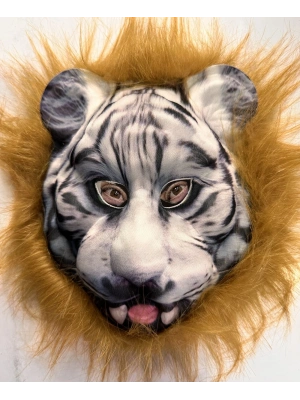 Kahverengi Saçlı Dişli Kaplan Maskesi Mega Peluş 25 No