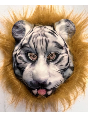 Kahverengi Saçlı Dişli Kaplan Maskesi Mega Peluş 25 No