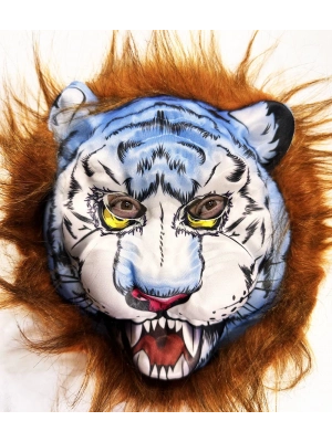 Kahverengi Saçlı Peluş Köpek Kurt Kaplan Maskesi 34 No