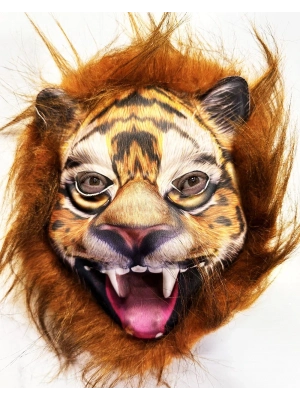 Kahverengi Saçlı Yeleli Aslan Kaplan Kurt Maskesi Mega Peluş 28 No