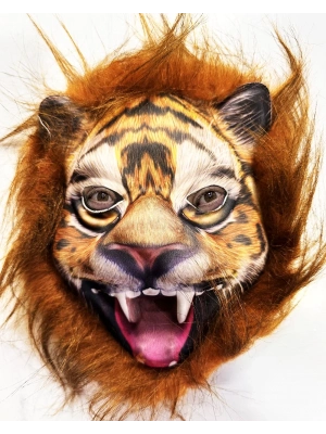 Kahverengi Yeleli Peluş Aslan Kaplan Kurt Maskesi 28 No