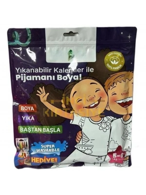 Kalem Hediyeli Boyanabilir Pijama 5-6 Yaş
