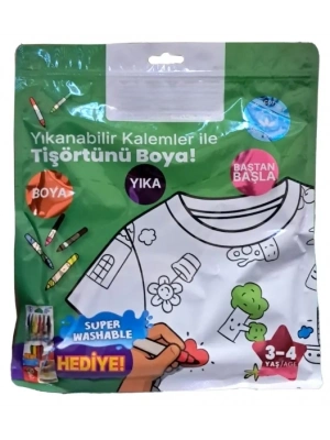 Kalem Hediyeli Boyanabilir Tişört 3-4 Yaş