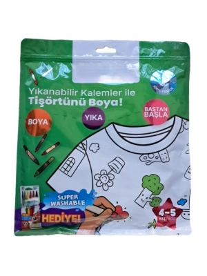 Kalem Hediyeli Boyanabilir Tişört 4-5 Yaş