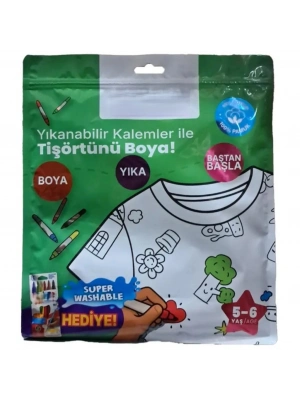 Kalem Hediyeli Boyanabilir Tişört 5-6 Yaş