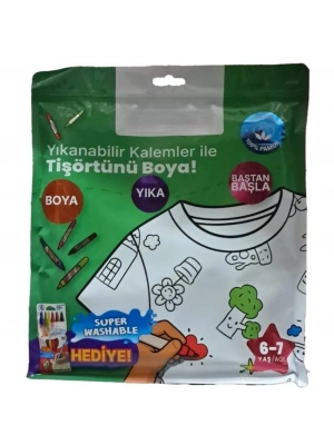 Kalem Hediyeli Boyanabilir Tişört 6-7 Yaş