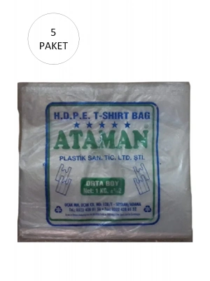 Kalın Şeffaf Atlet Poşet Orta Boy 27x47 Cm 1 Kg (5 Paket-Takriben 725 Adet)