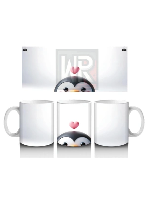 Kalp Balonu ile Penguen – Baskılı Kahve Kupası