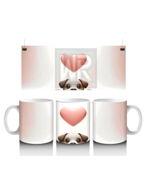 Kalp Balonuna Bakan Sevimli Köpek – Baskılı Kahve Kupası