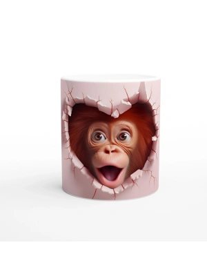 Kalp Çatlağından Bakan Şaşkın Orangutan Temalı Baskılı Kupa Bardak