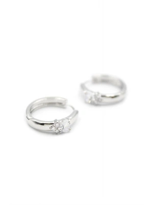 Kalp Halka Küpe - Beyaz