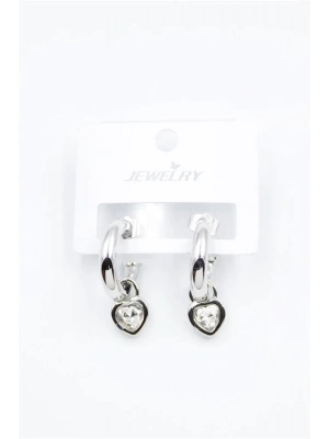 Kalp Halka Küpe - Beyaz