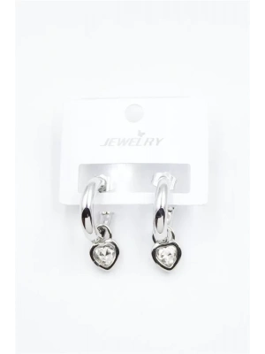 Kalp Halka Küpe - Beyaz